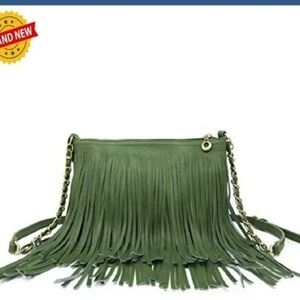 Fringe Crossbody Shoulder Bag with Adjustable Strap, 10x7x1 NWT